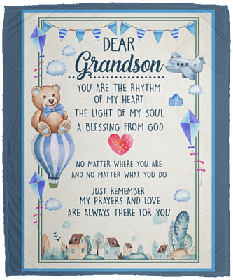 Dear Grandson You Are The Rhythm Of My Heart Fleece Blanket - Premium Sherpa Blanket - Woven Blanket