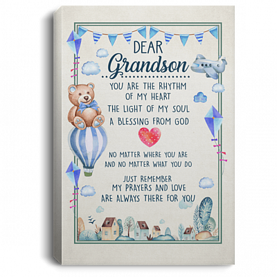 Dear Grandson You Are The Rhythm Of My Heart Gallery Wrapped Framed Canvas Prints - Unframed Poster