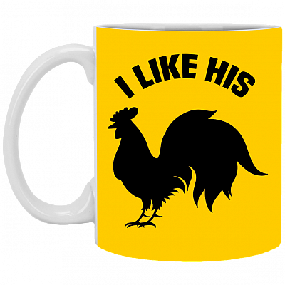 Alternative view of I Like His Cock - Rooster Cat Couple Funny Ceramic Coffee Mug - Travel Mug - Stainless Water Bottle - Color Changing Mug