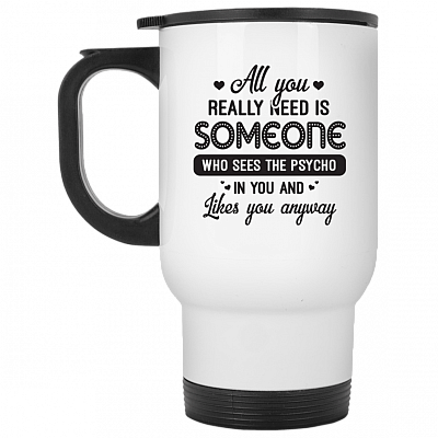 14 oz. White Travel Mug