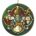 Saint Patrick Irish Christmas Ornament Keepsake - Nollaig Shona Duit Holiday Flat Circle Ornament