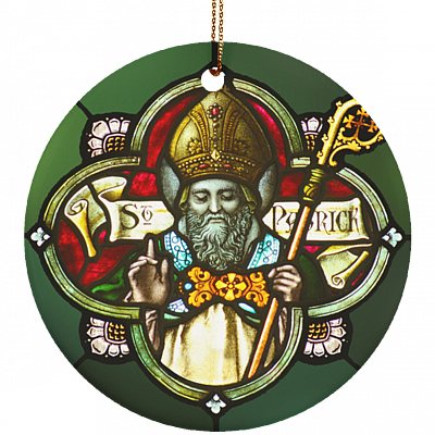 Saint Patrick Irish Christmas Ornament Keepsake - Nollaig Shona Duit Holiday Flat Circle Ornament