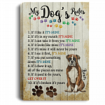 My Boxer Dog's Rules Funny Saying It's Mine Boxer Dog Breed Framed Canvas Prints – Unframed Poster Wall Art