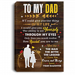 To My Dad The Man The Myth The Legend From Daughter Framed Canvas Prints Unframed Poster Home Decor Wall Art