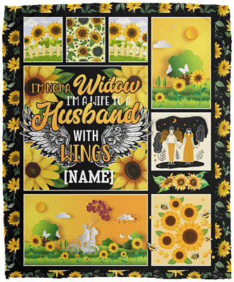 I'm Not A Widow I'm A Wife To A Husband With Wings Personalized Fleece Blanket - Premium Sherpa Blanket