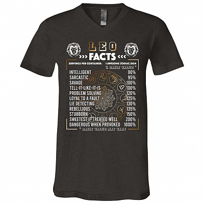 Le-o Facts Servings Per Container Intelligent Horoscope T-Shirt - V-Neck