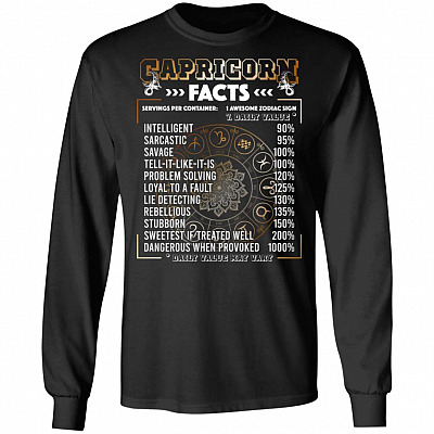 Ca-pricorn Facts Servings Per Container Intelligent Horoscope Long Sleeve - Hoodie