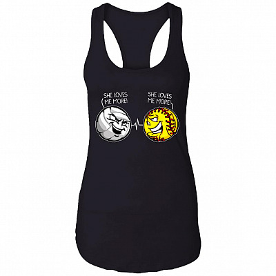 She Loves Me Volleyball and Softball Cotton Tank Top Tee - Racerback Tank Shirt - Tank Top