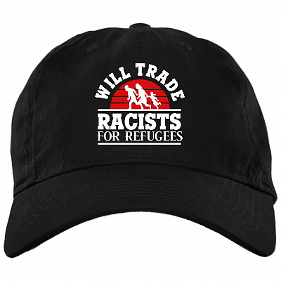 Will Trade Racists For Refugees Twill Cap - High-Profile Snapback Hat - Trucker Hat