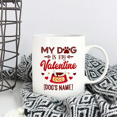 Alternative view of My Dog Is My Valentine Personalized Ceramic Coffee Mug - Beer Stein - Water Bottle - Color Changing Mug