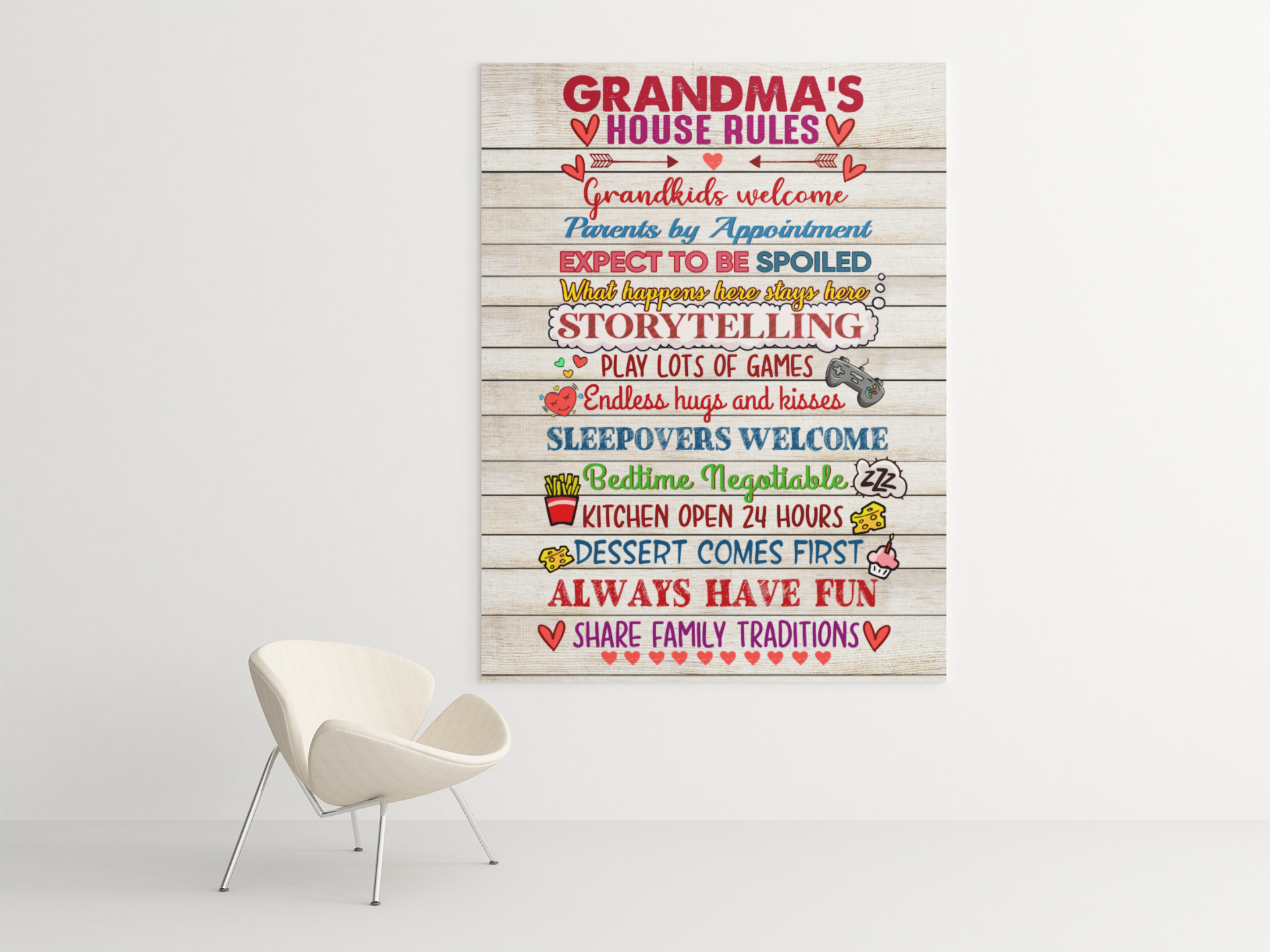 Grandma Wall Decor Grandma's House Rules Grandkids Wall Art CubeBik