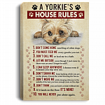 A Yorkie's House Rules Gallery Wrapped Framed Canvas - Unframed Poster - Home Decor Wall Art