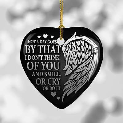 Alternative view of Not A Day Goes By That I Don't Think Of You and Smile or Cry or Both Flat Circle Porcelain Ceramic Ornament