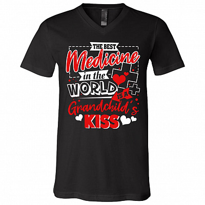 The Best Medicine in the World Is Grandchild's Kiss Grandparent T-Shirt - V-Neck