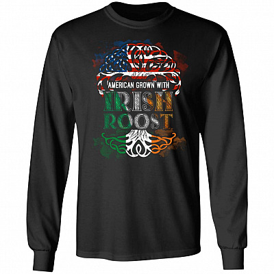 CubeBik American Grown With Irish Root Custom Hoodie Sweatshirt - Proud Irish America Graphic Long Sleeve Shirt