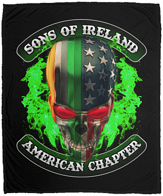 CubeBik Son Of Ireland American Chapter St Patrick's Day Shamrock Custom Blanket - Irish American Biker Pride Blanket
