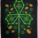CubeBik Irish Shamrock Hockey Lover St Patrick's Day Graphic Custom Blanket - Funny Irish Pride Hockey Player Blanket