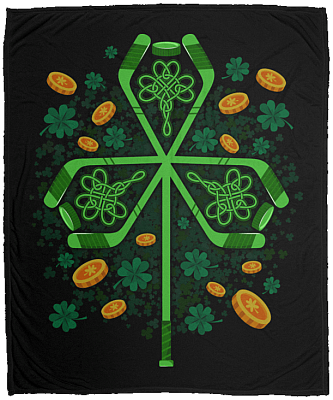 CubeBik Irish Shamrock Hockey Lover St Patrick's Day Graphic Custom Blanket - Funny Irish Pride Hockey Player Blanket