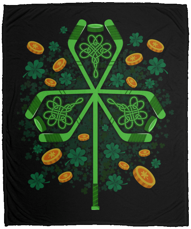 CubeBik Irish Shamrock Hockey Lover St Patrick's Day Graphic Custom Blanket - Funny Irish Pride Hockey Player Blanket CubeBik Irish Shamrock Hockey Lover St Patrick's Day Graphic Custom Blanket - Funny Irish Pride Hockey Player Blanket