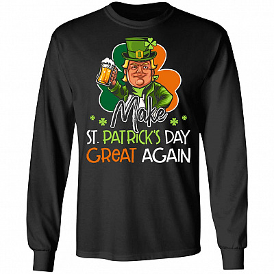 CubeBik Funny Trump Patrick's Day Saying Hoodie Sweatshirt - Trumprechaun Make St Patricks Day Great Again Shirt