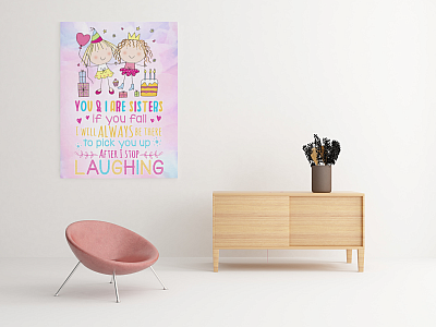 Alternative view of You And I Are Sisters If You Fall I Will Always Be There Wrapped Framed Canvas Prints - Unframed Poster