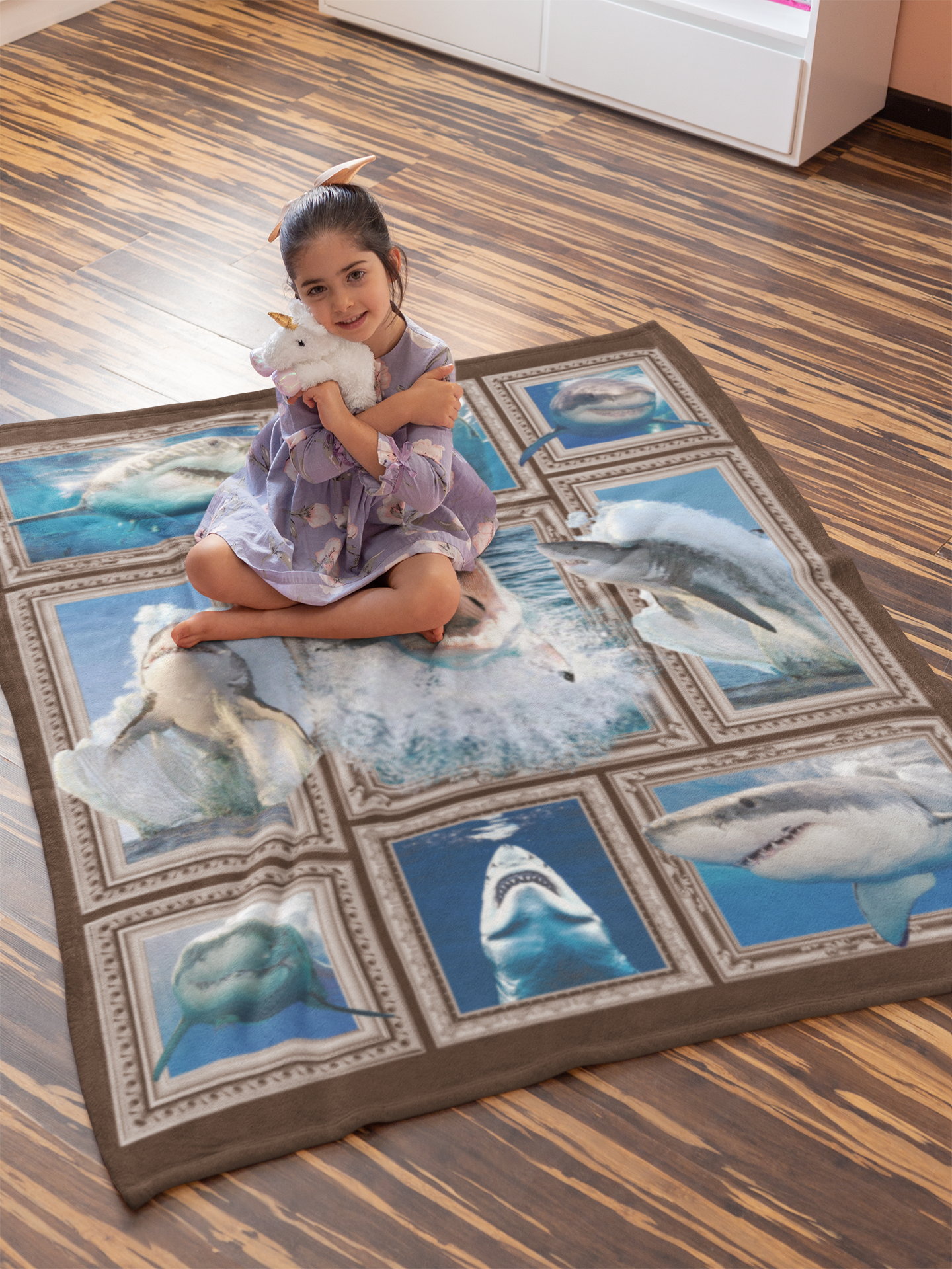 4VT. Shark 3D Blanket mockup