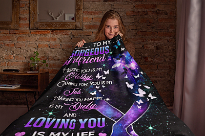 Alternative view of To My Gorgeous Girlfriend Missing You Is My Hobby Fleece Blanket - Premium Sherpa Blanket - Woven Blanket