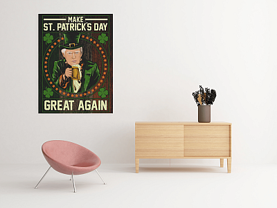 Alternative view of Make St Patrick's Day Great Again Funny Trump Irish Gallery Wrapped Framed Canvas Prints - Unframed Poster