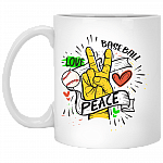 CubeBik Peace Love Baseball Ceramic Coffee Mug - Baseball Lover Beer Stein - Water Bottle - Color Changing Mug