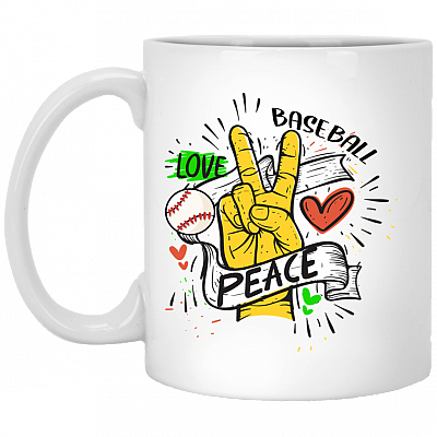 CubeBik Peace Love Baseball Ceramic Coffee Mug - Baseball Lover Beer Stein - Water Bottle - Color Changing Mug
