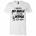 CubeBik I Twisted My Ankle Playing Vodka Last Night Funny T-Shirt - V-Neck