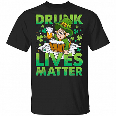 CubeBik Drunk Lives Matter Leprechaun St Patrick's Day Drinking T-Shirts | Funny St Pattys Day Shamrock Gift Tee Shirt