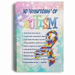 CubeBik 10 Symptoms of Autism Someone Never Gives Up Autism Awareness Framed Canvas - Unframed Poster