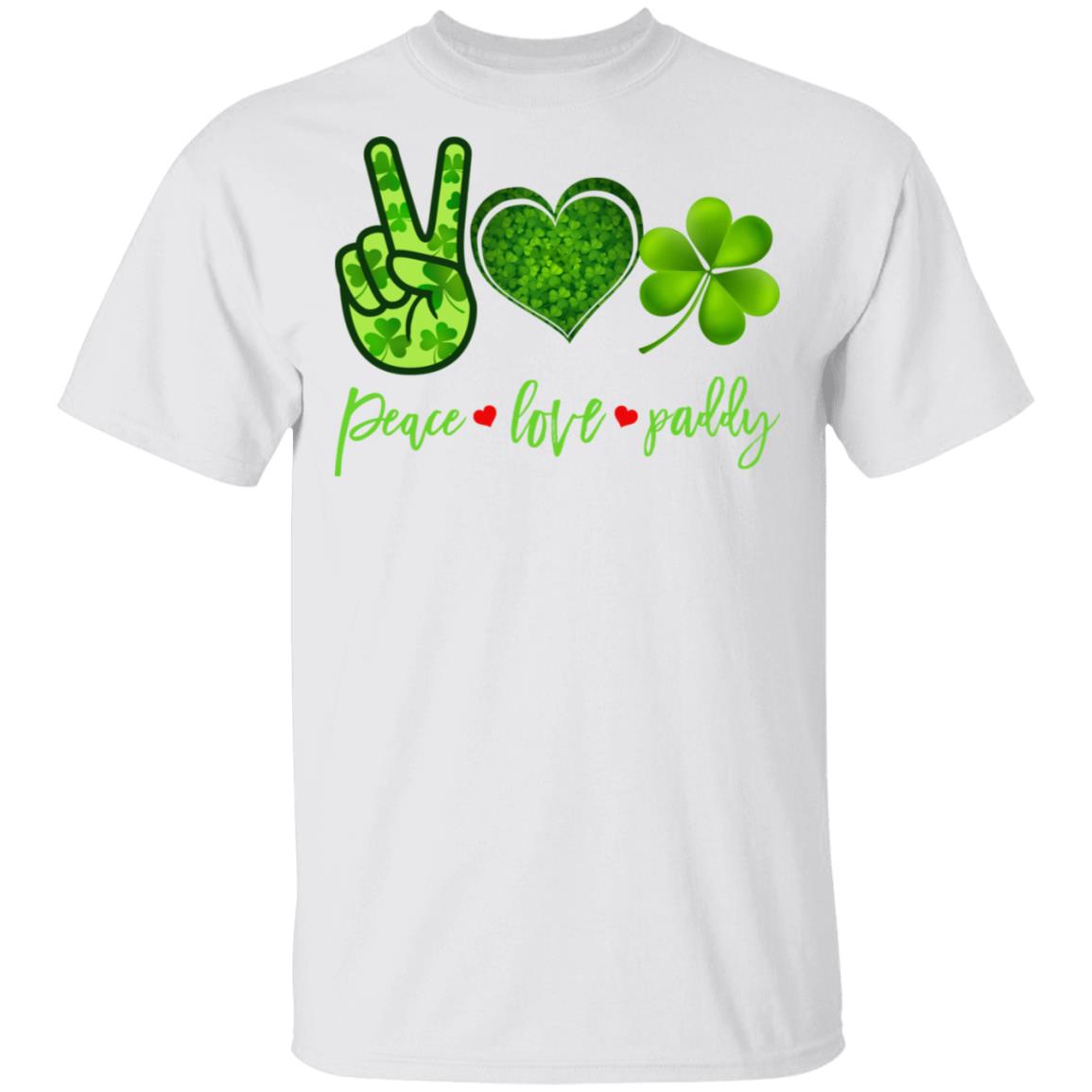 CubeBik Peace Love Paddy St Patrick's Day Shamrock T-shirt