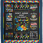 CubeBik Don't Judge What You Don't Understand Autism Awareness Fleece Blanket - Premium Sherpa Blanket - Woven Blanket