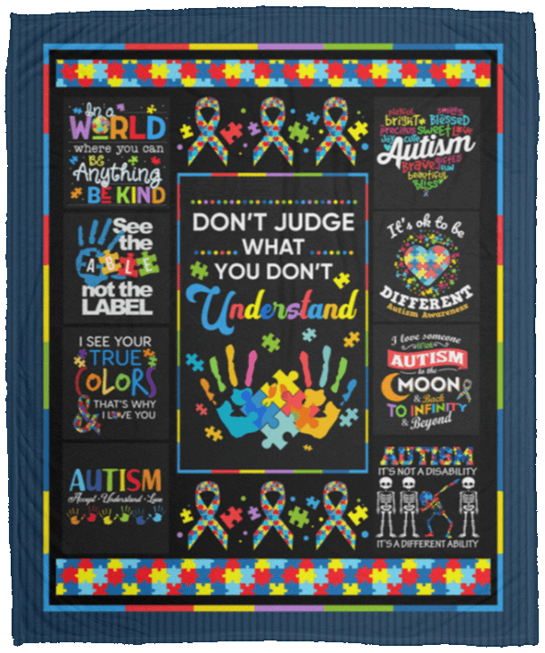 CubeBik Don't Judge What You Don't Understand Autism Awareness Fleece Blanket - Premium Sherpa Blanket - Woven Blanket