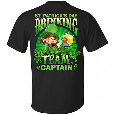 CubeBik St. Patrick's Day Drinking Team Captain Leprechaun Back T-Shirts | Funny St Pattys Day Shamrock Gift Tee Shirt