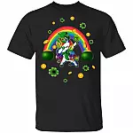CubeBik St Patricks Day Dabbing Rainbow T-Shirt | Funny St Pattys Day Shamrock Gift Tee Shirt