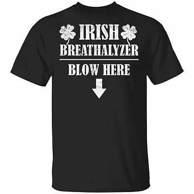CubeBik Irish Breathalyzer Blow Here T-Shirt - Funny St Patrick's Day Shirt
