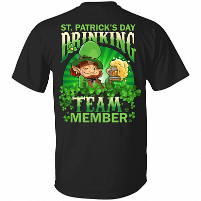CubeBik St. Patrick's Day Drinking Team Member Leprechaun Back T-Shirts | Funny St Pattys Day Shamrock Gift Tee Shirt