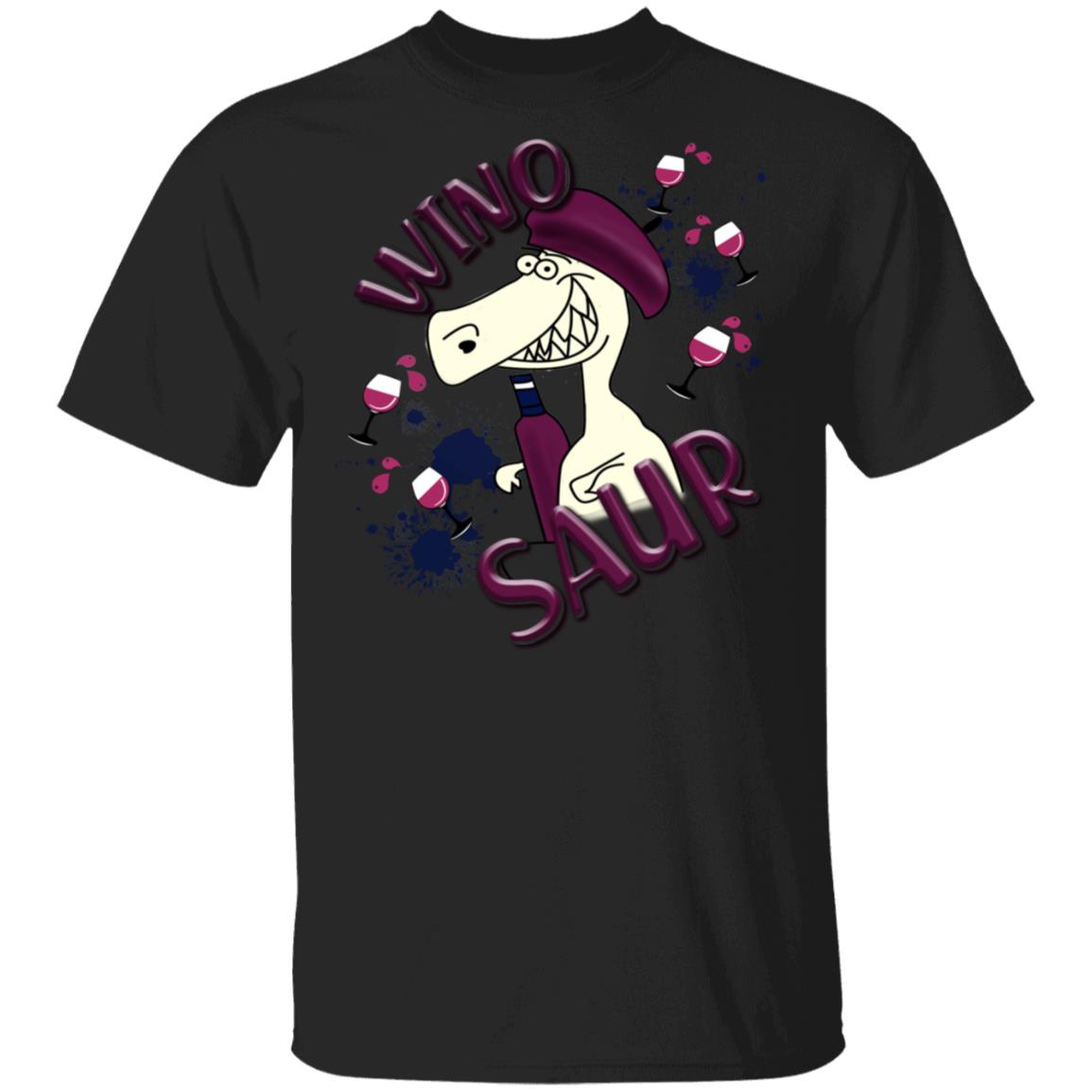 CubeBik Funny Winosaur T-Rex T-Shirt For Wine Lovers