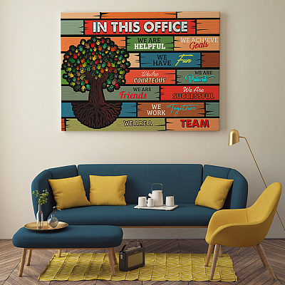 Alternative view of When You Enter In This HR Office We Are Helpful We Are A Team Framed Canvas Unframed Poster - HR Office Decor