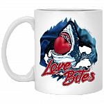 Love Bites Valentines Day Shark Funny Ceramic Coffee Mug - Beer Stein - Water Bottle - Color Changing Mug