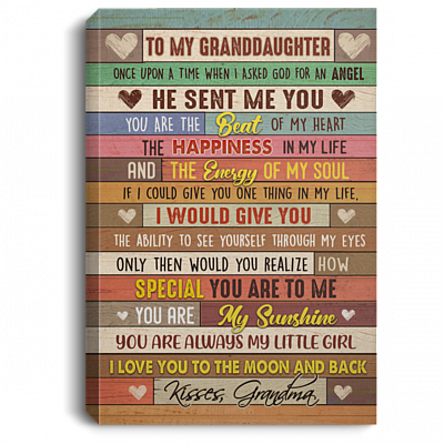 To My Granddaughter Once Upon a Time When I Asked God for an Angel Framed Canvas Prints - Unframed Poster