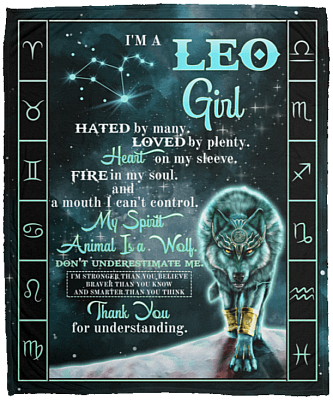 I'm a Leo Girl Hated by Many Loved by Plenty Horoscope Zodiac Fleece Blanket - Premium Sherpa Blanket
