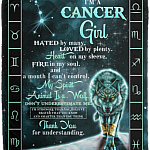 I'm a Cancer Girl Hated by Many Loved by Plenty Horoscope Zodiac Fleece Blanket - Premium Sherpa Blanket