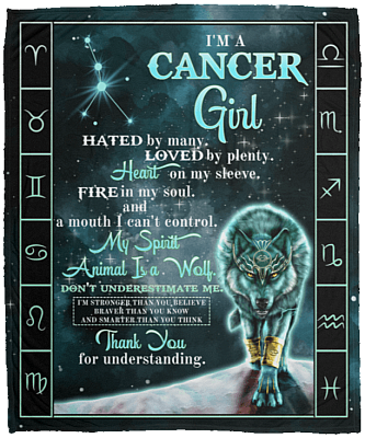I'm a Cancer Girl Hated by Many Loved by Plenty Horoscope Zodiac Fleece Blanket - Premium Sherpa Blanket