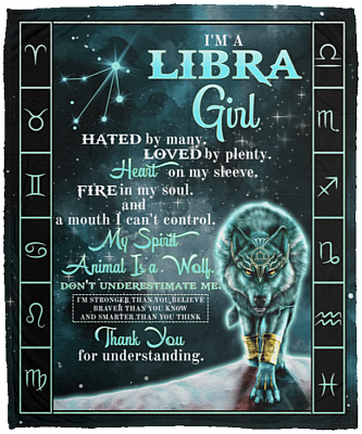 I'm a Libra Girl Hated by Many Loved by Plenty Horoscope Zodiac Fleece Blanket - Premium Sherpa Blanket
