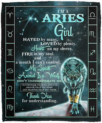 I'm an Aries Girl Hated by Many Loved by Plenty Horoscope Zodiac Fleece Blanket - Premium Sherpa Blanket
