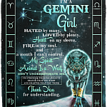 I'm a Gemini Girl Hated by Many Loved by Plenty Horoscope Zodiac Fleece Blanket - Premium Sherpa Blanket